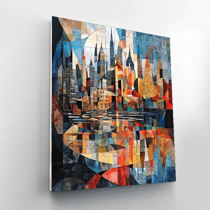 Pablo Picasso Inspired Cubist Cityscape Reflection  Paint By Numbers Art