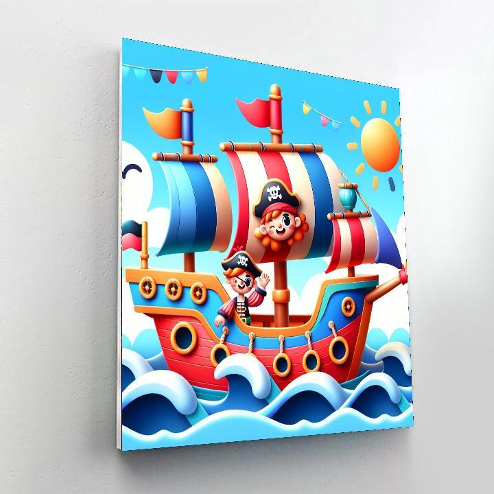 Playful Pirate Ship Paint By Numbers Art
