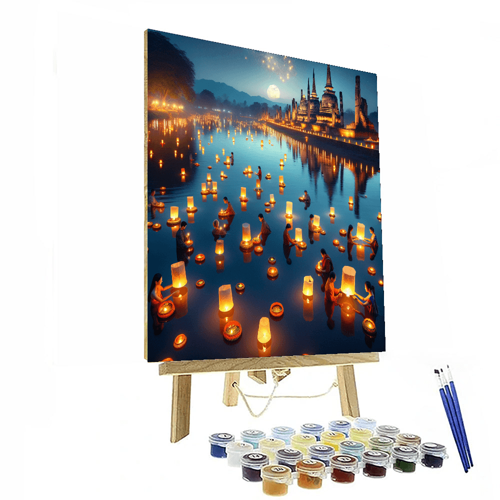 Loi Krathong - Sukhothai, Thailand Painting Number Kit