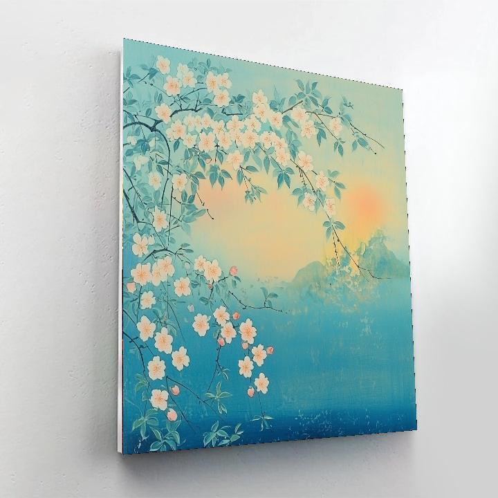 Utagawa Hiroshige Inspired Whispering Blossoms At Dawn  Number Painting