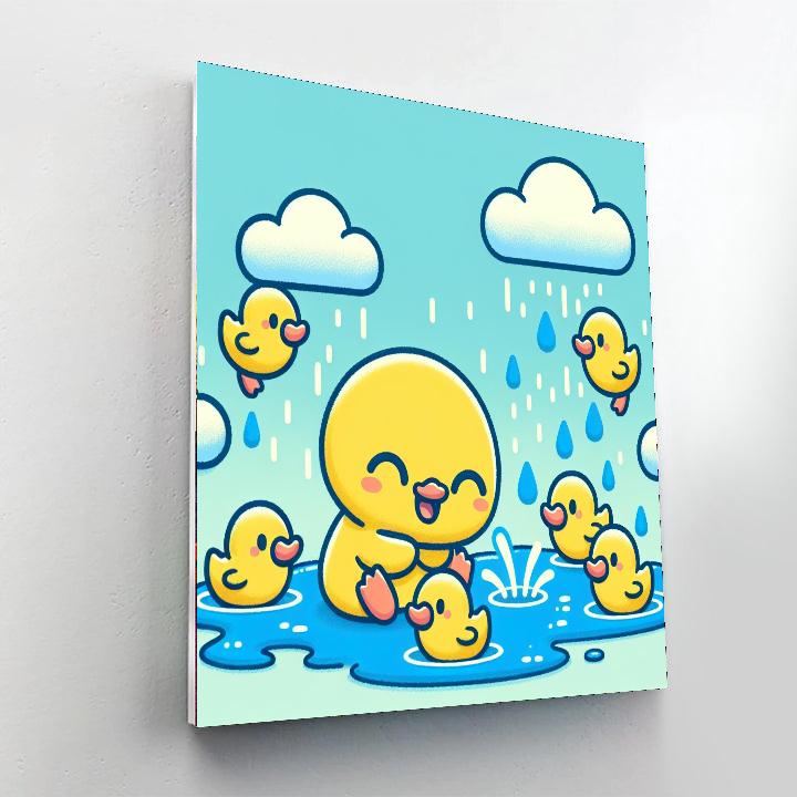 Playful Puddle Ducks Paint By Numbers Art