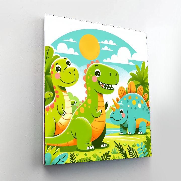 Curious Dino Friends Numbered Painting Kits
