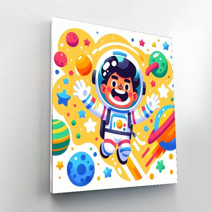 Space Adventure With Friendly Astronauts Paint By Numbers Art