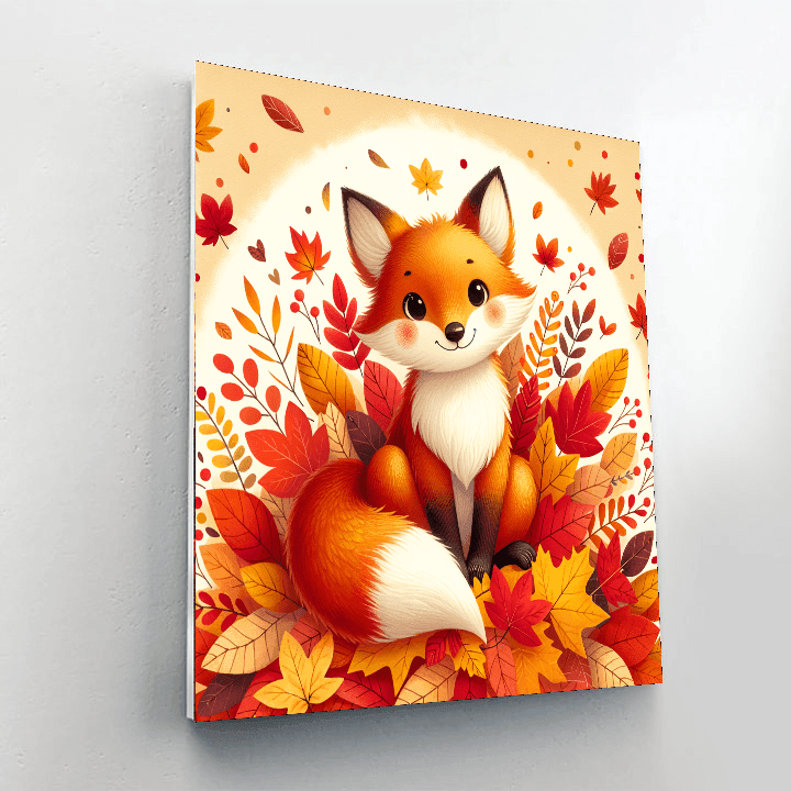 Whimsical Fox In Autumn Number Painting