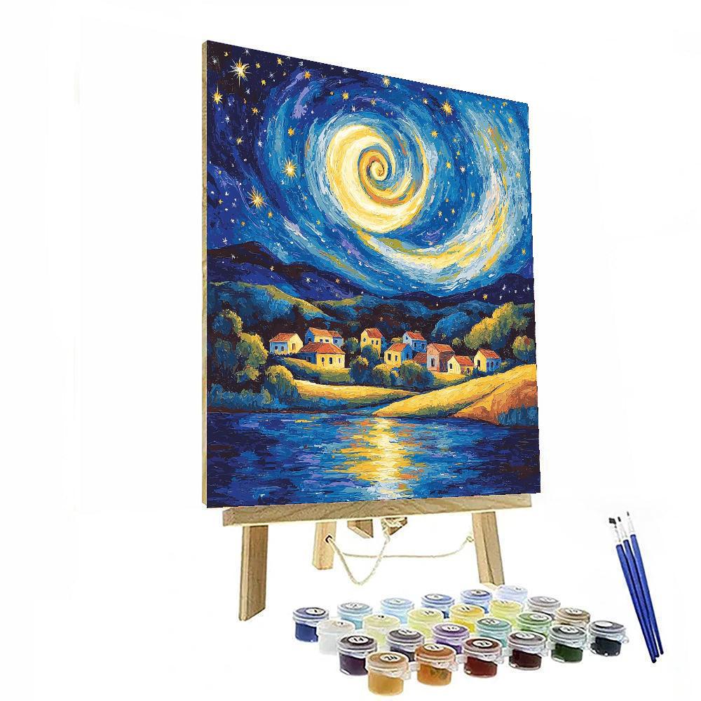 Vincent Van Gogh Inspired Starry Night Landscape  Painting Number Kit