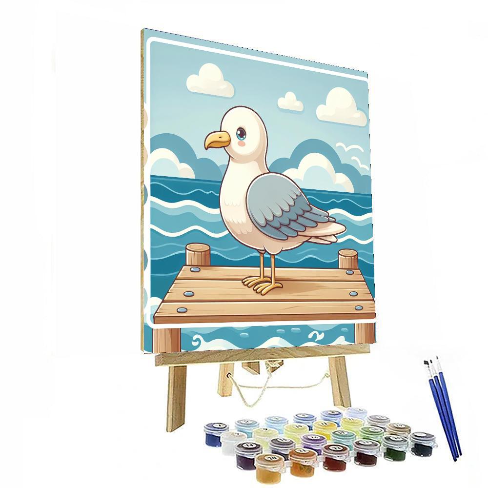 Coastal Guardian Seagull Number Painting