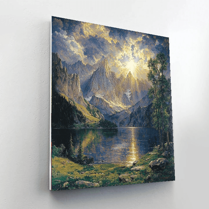 Albert Bierstadt Inspired Mystical Mountain Serenity - DIY Painting By Numbers Kit