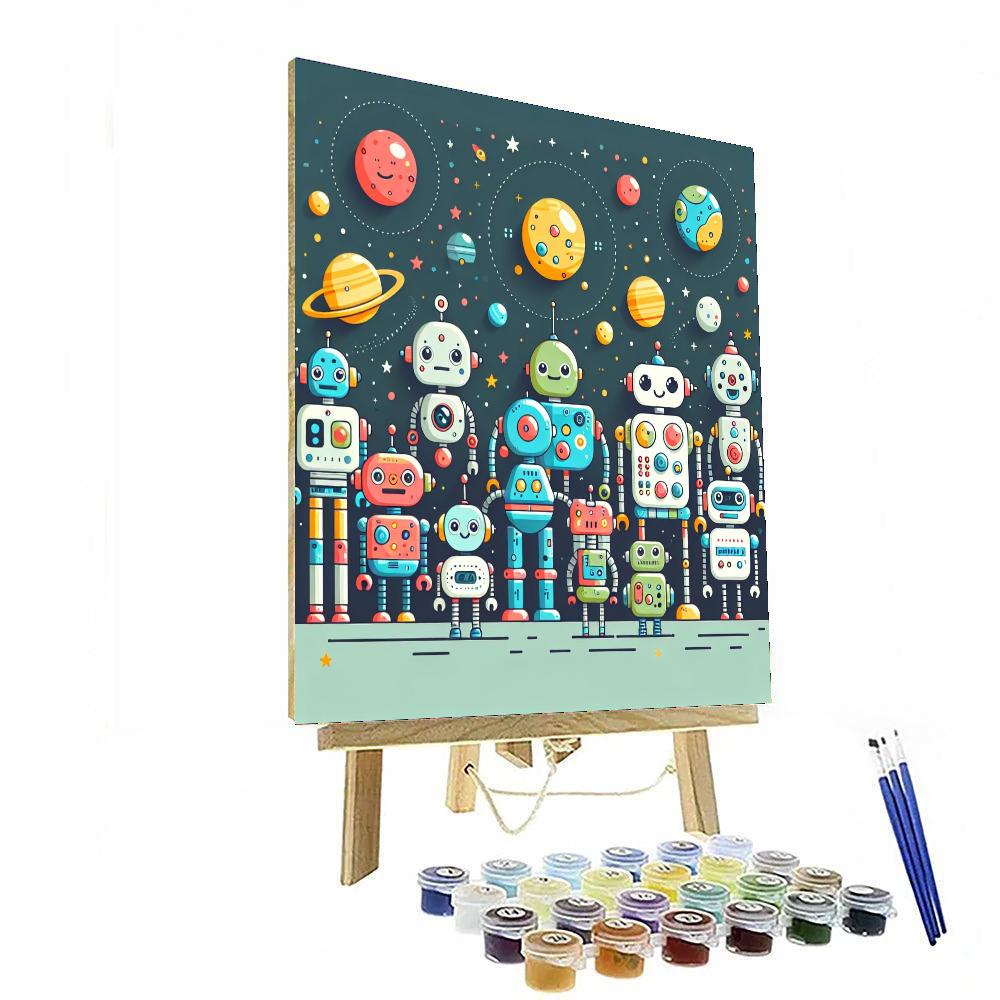 Space Robot Crew DIY Paint By Numbers
