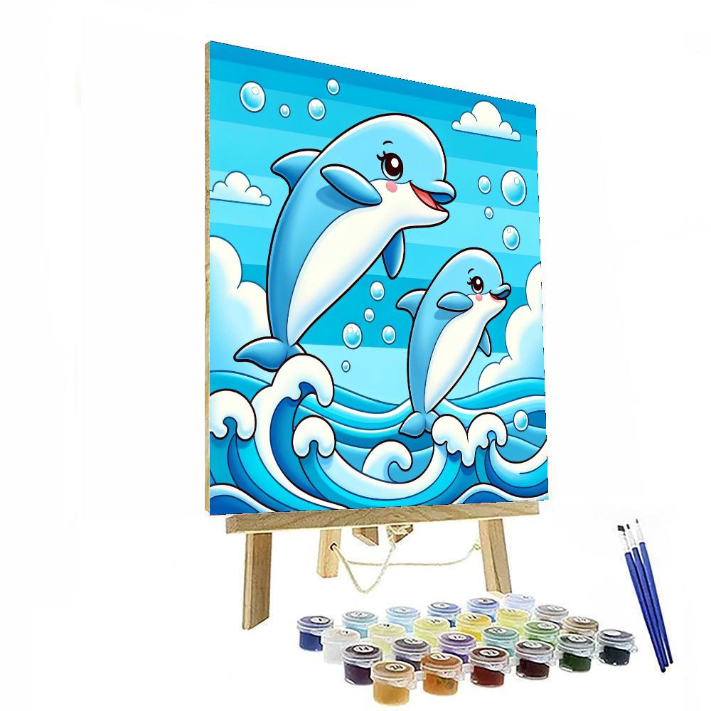 Ocean Adventure With Friendly Dolphins Painting Number Kit