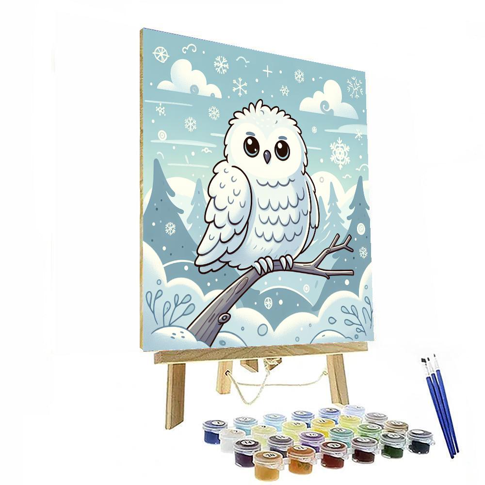 Friendly Snowy Owl Number Painting