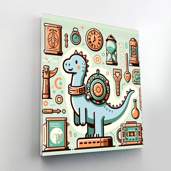 Time Traveler Dinosaur Number Painting