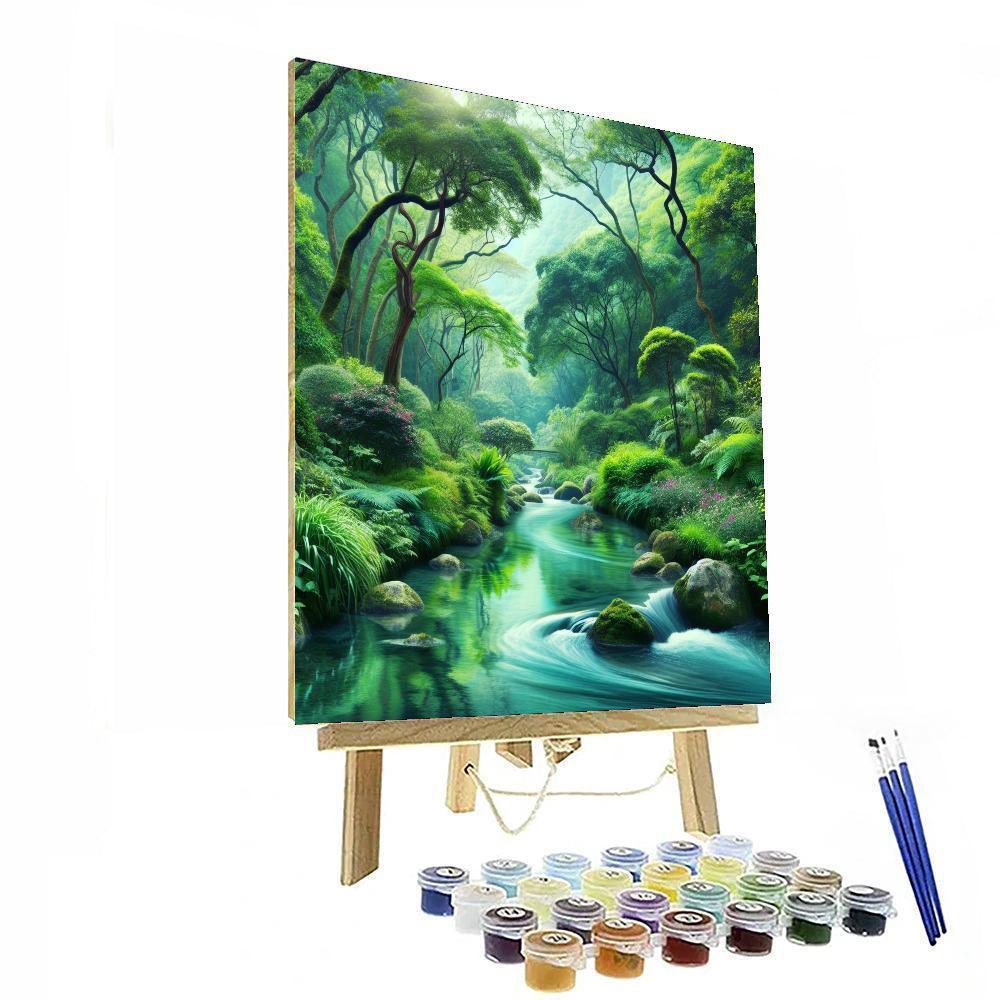 Gentle Stream In The Woods Paint By Color