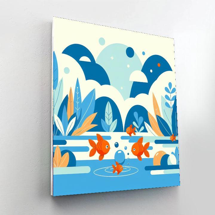 Glistening Goldfish Garden Number Painting