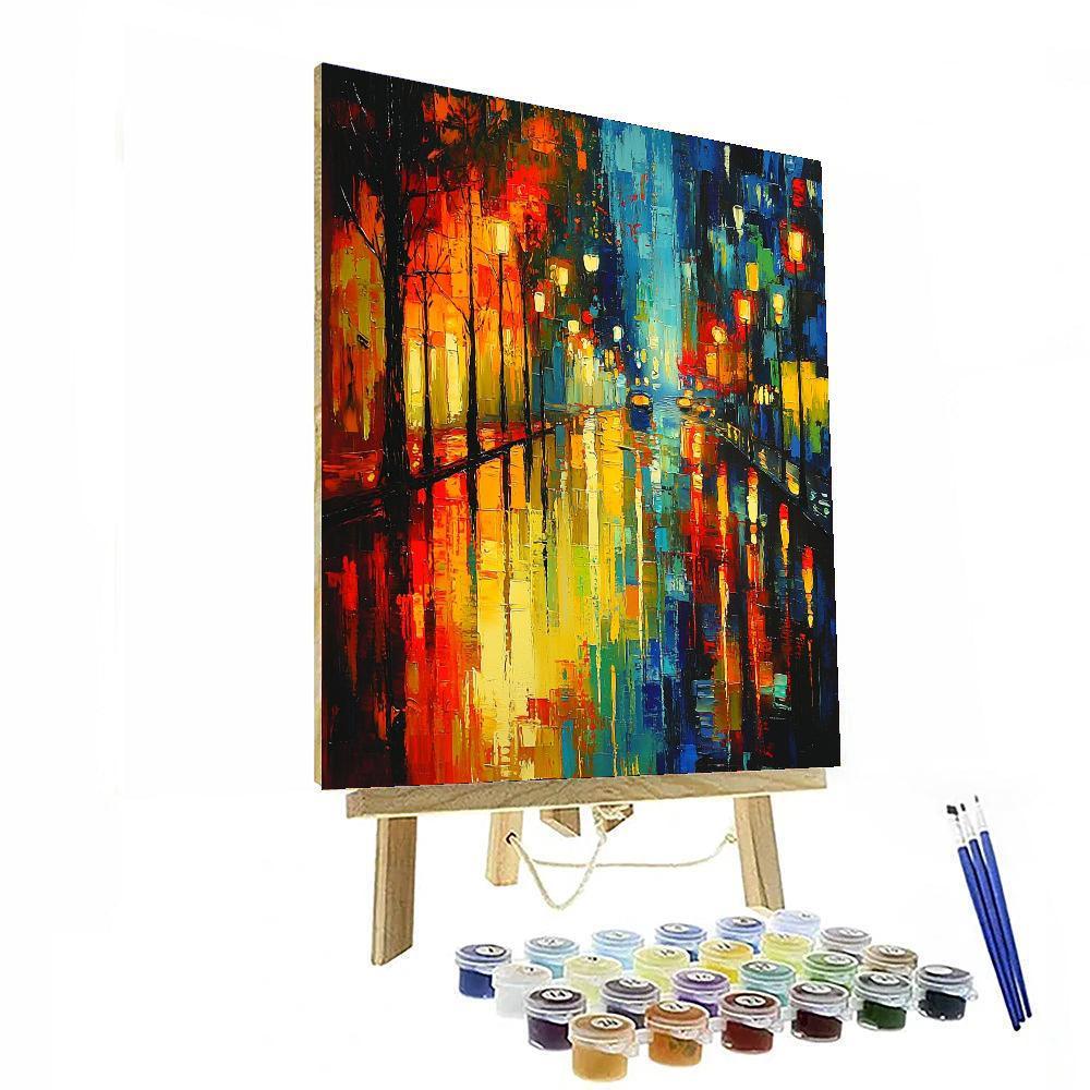 Edvard Munch Inspired Abstract Rainy Day Reflections  Paint By Numbers