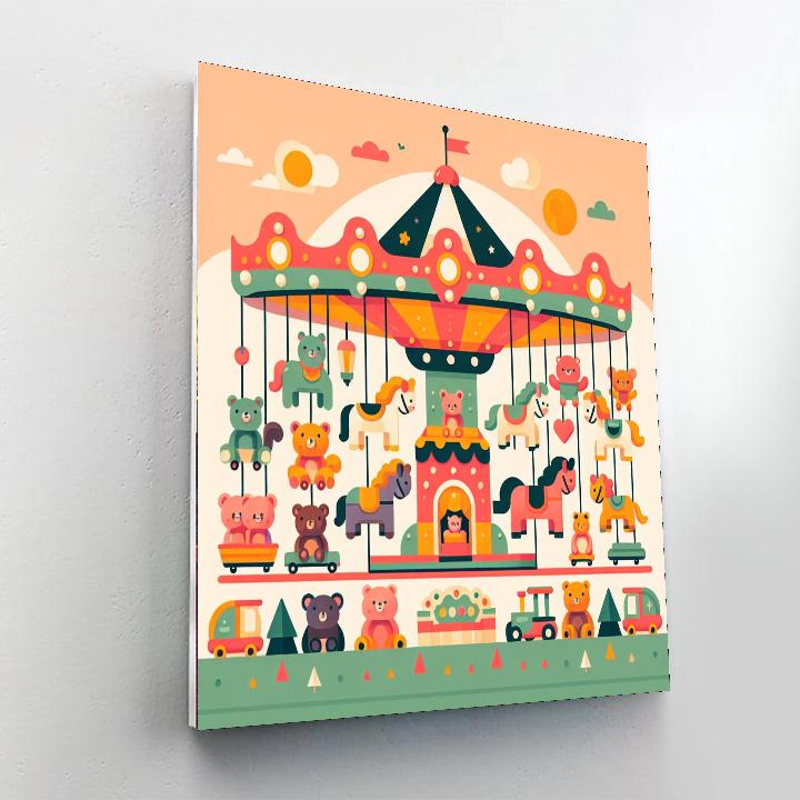 Cheerful Carousel Critters Paint By Numbers Art