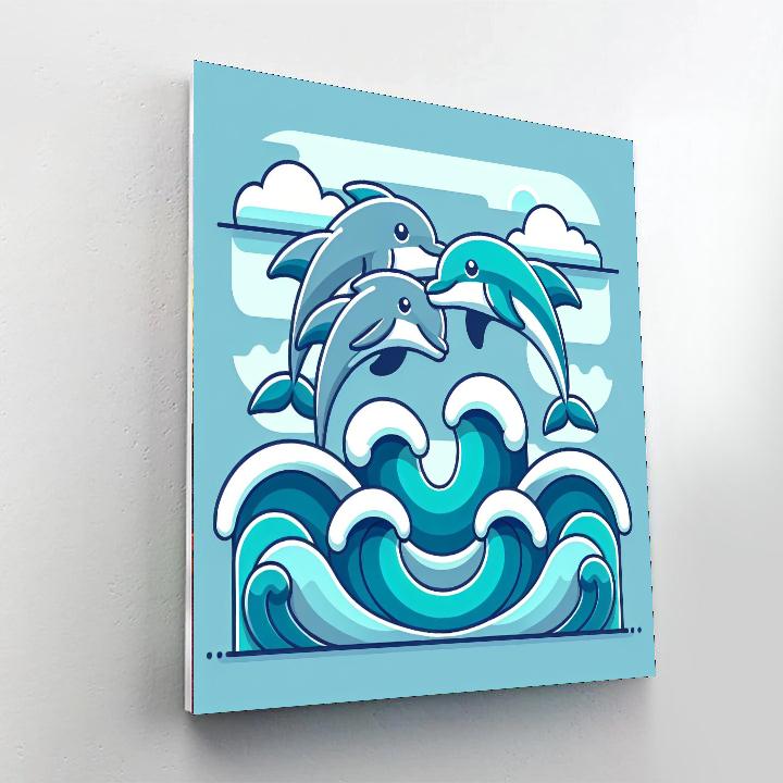 Whimsical Dolphin Leap Paint By Numbers Art