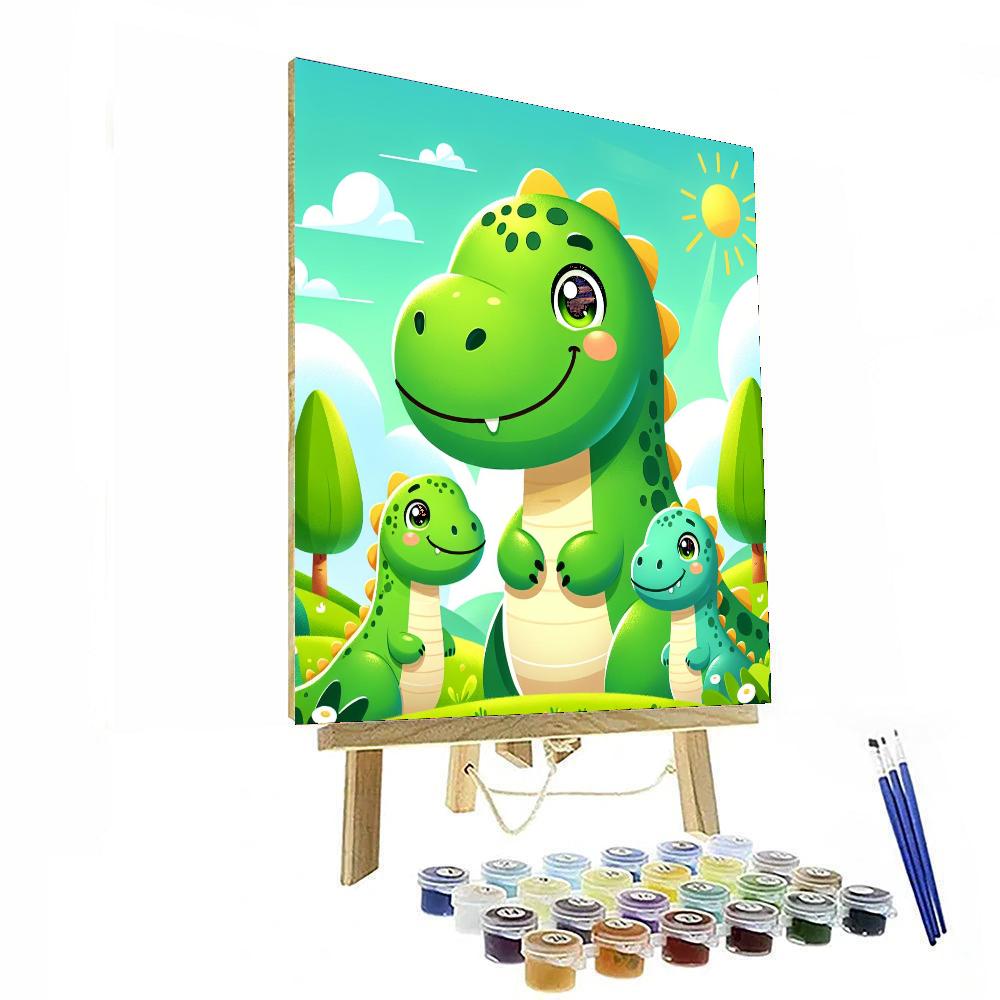 Happy Dino Family Painting By Numbers Kit