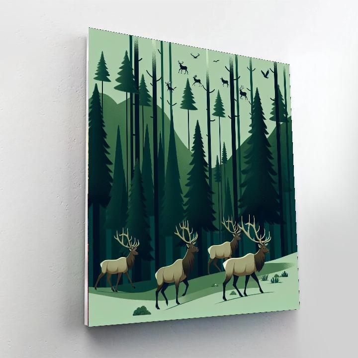 Enchanted Elk Escape Painting By Numbers Kit