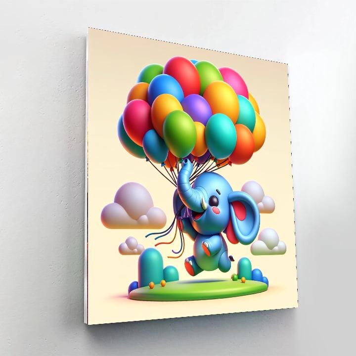 Elephant's Balloon Ride Numbered Painting Kits