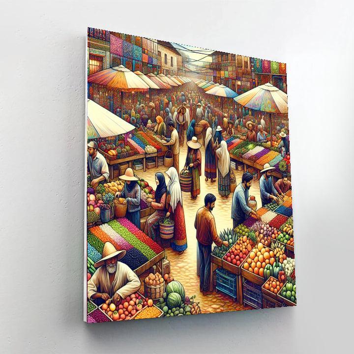 Vibrant Summer Market Numbered Painting Kits