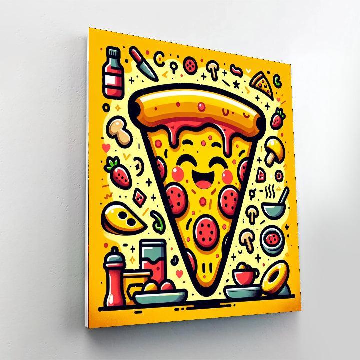 Happy Pizza Slice DIY Paint By Numbers