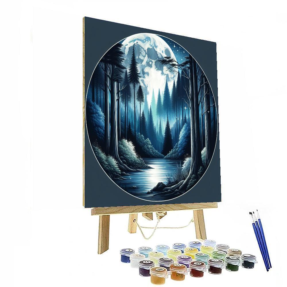 Mysterious Moonlit Forest Paint By Numbers