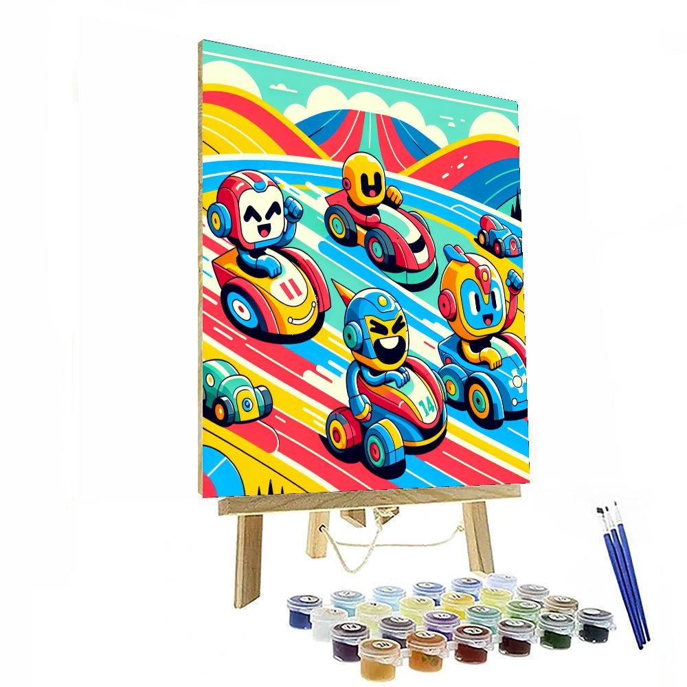 Adventurous Robot Racers Paint By Color