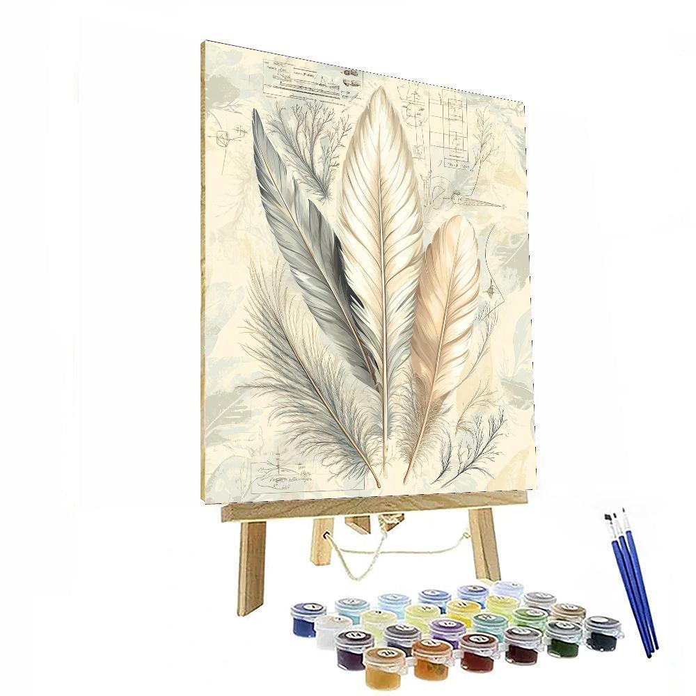 Leonardo Da Vinci Inspired Ethereal Feathers  Numbered Painting Kits