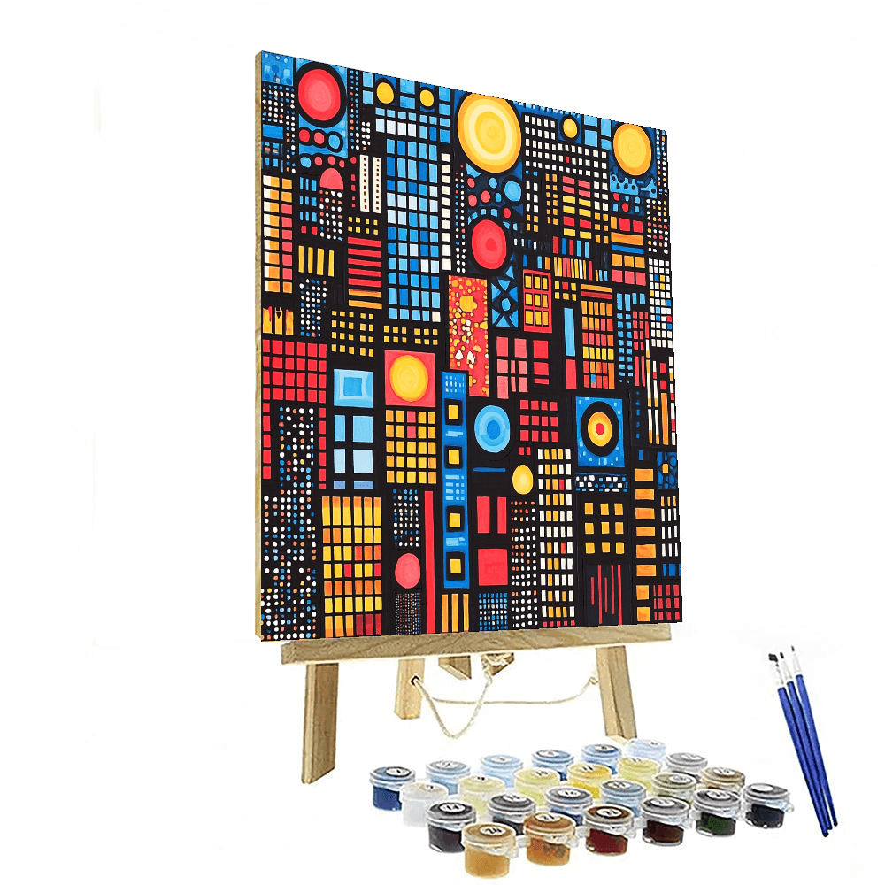 Mondrian Inspired Cityscape Kaleidoscope - DIY Painting By Numbers Kit