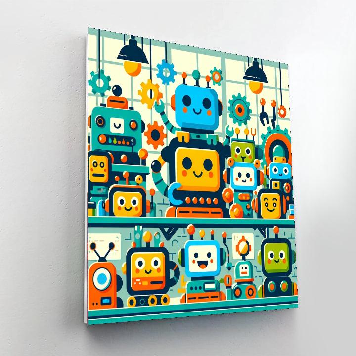Happy Little Robot Workshop Paint By Numbers Art