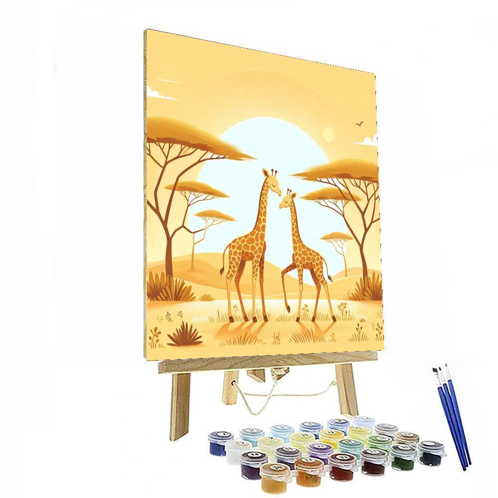 Gentle Giant Giraffe Gathering Painting Number Kit
