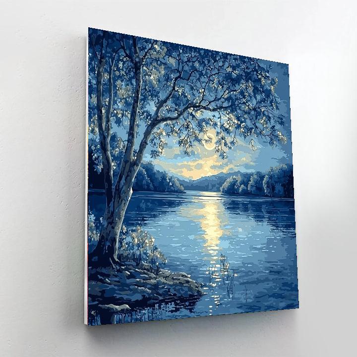 Utagawa Hiroshige Inspired Moonlight On Tranquil Waters  Number Painting