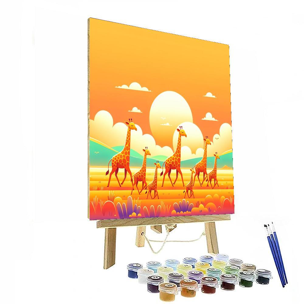 Giraffe’s Graceful Glide Paint By Numbers