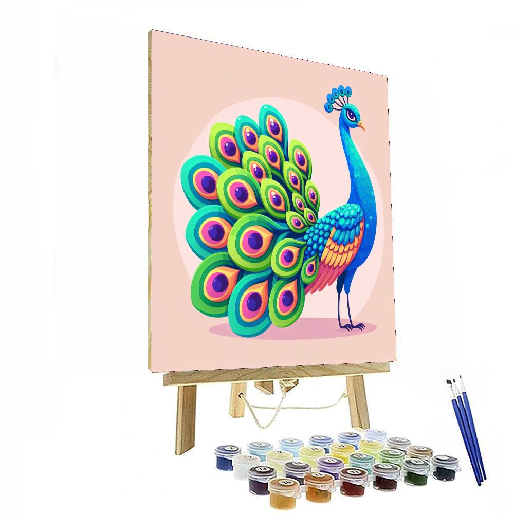 Colorful Peacock Parade Paint By Numbers Art