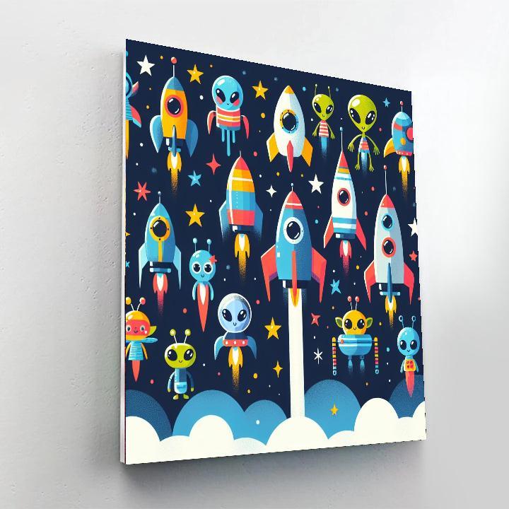 Joyful Space Parade Paint By Numbers Art