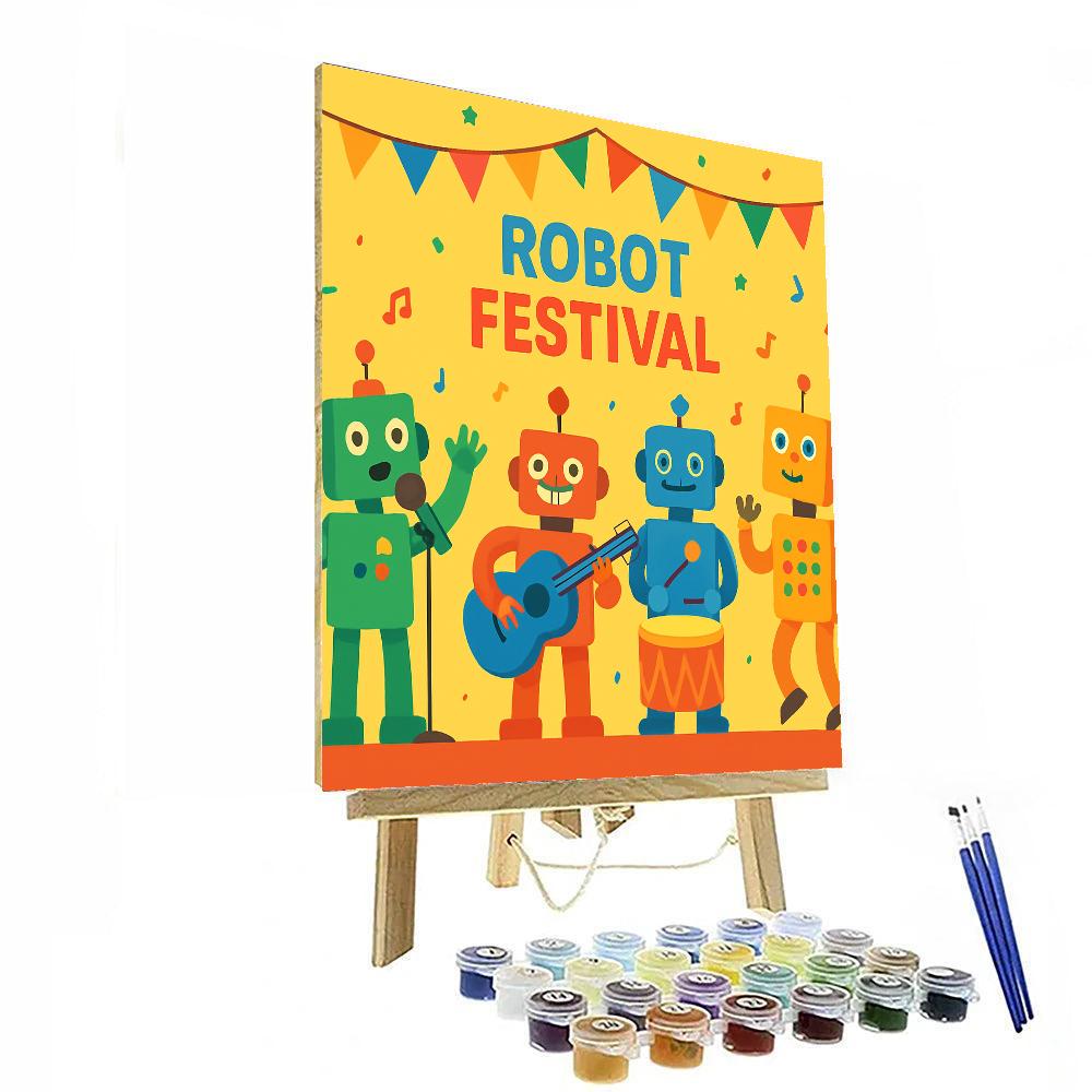 Friendly Robot Festival Paint By Numbers Art