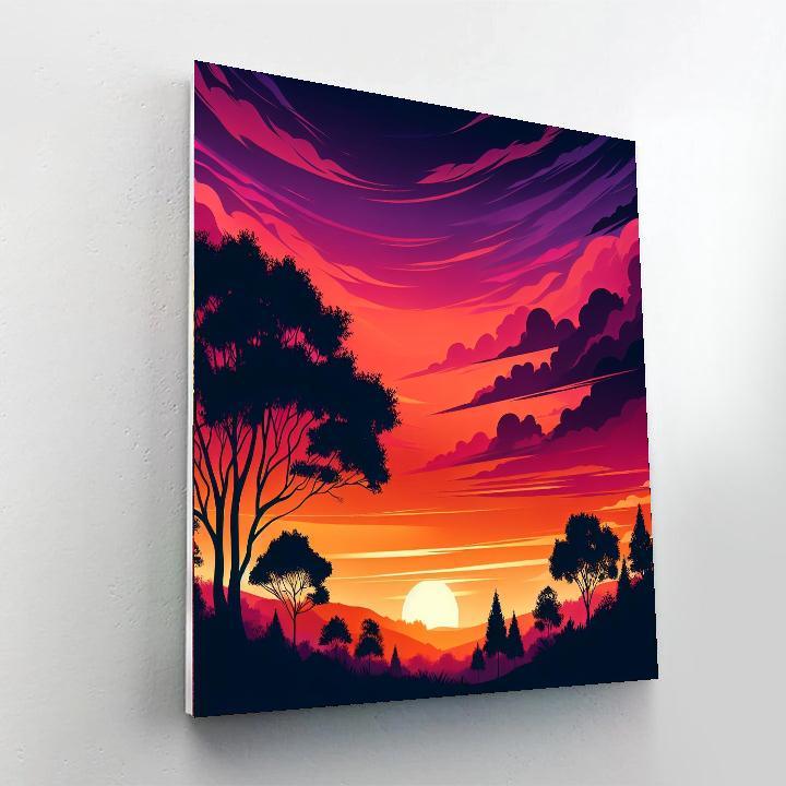 Sunset Silhouette Serenity Painting Number Kit