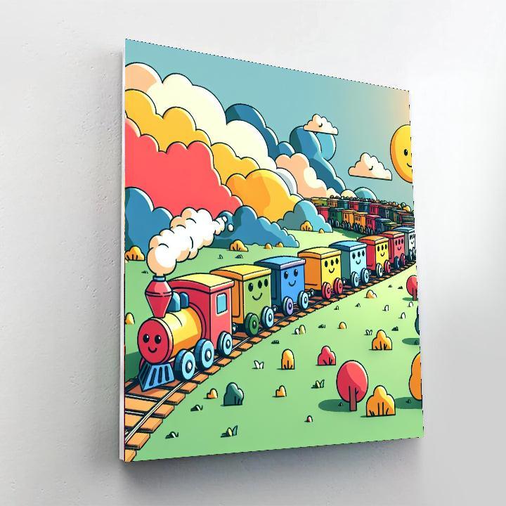 Charming Toy Train Paint By Numbers Art