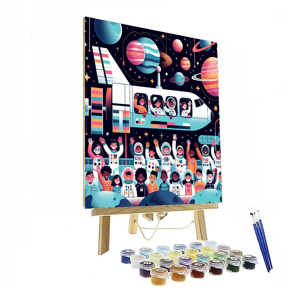 Outer Space Station Mission Painting Number Kit