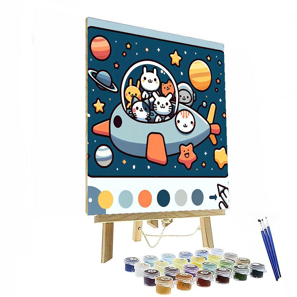 Furry Friends In Space Paint By Numbers Art