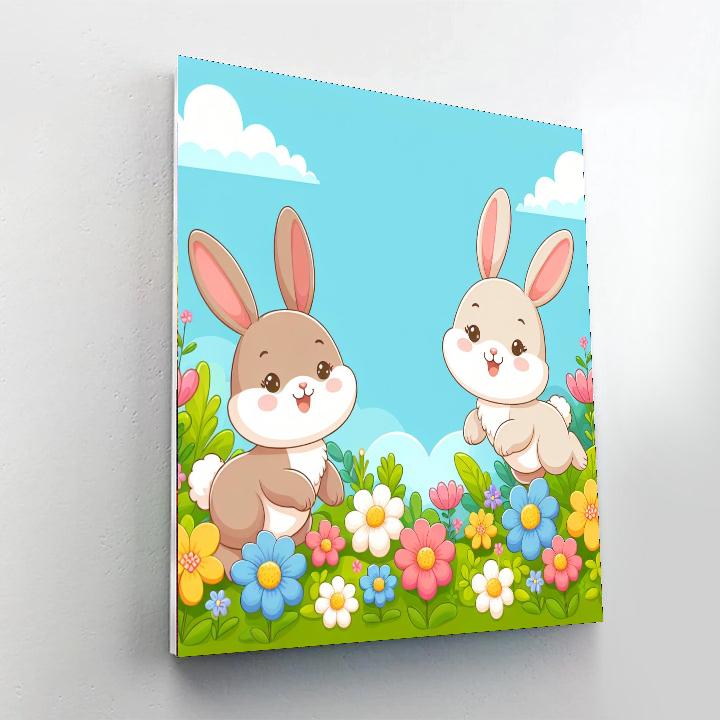 Curious Bunnies Number Painting
