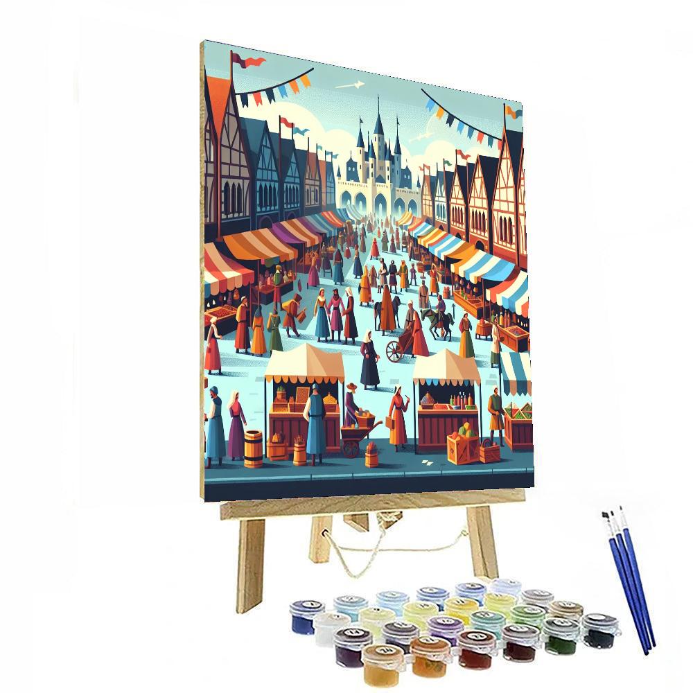Medieval Market Fair Painting By Numbers Kit
