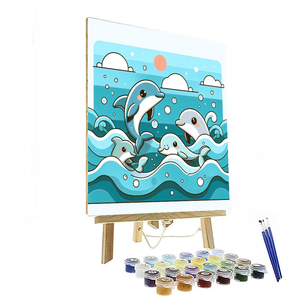 Happy Dolphins' Splash Party Paint By Numbers Kits