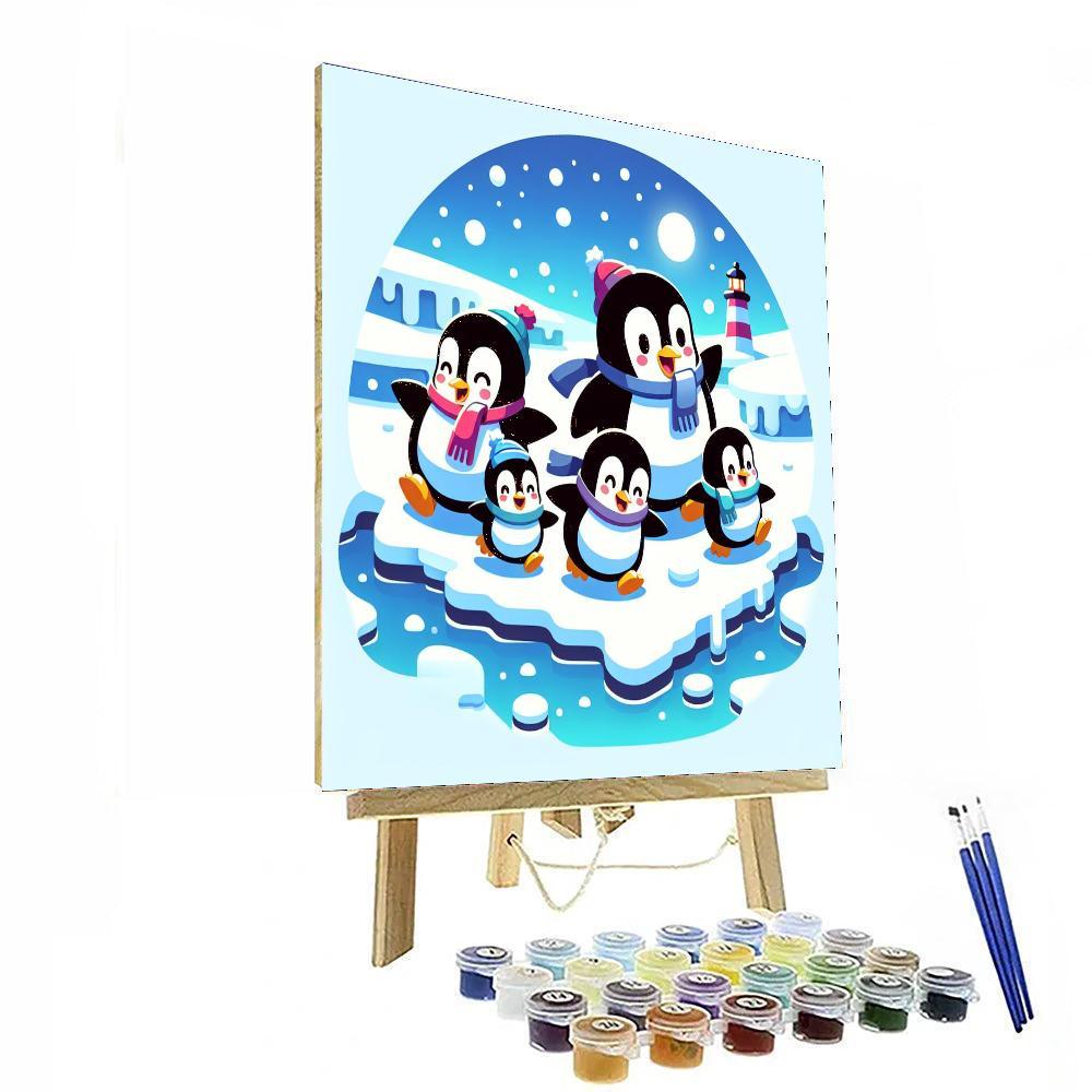 Joyful Penguin Family DIY Paint By Numbers
