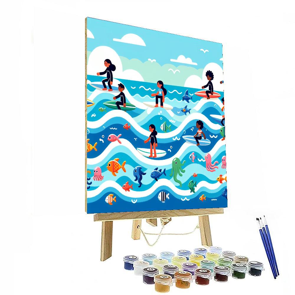 Ocean Wave Surf Number Painting