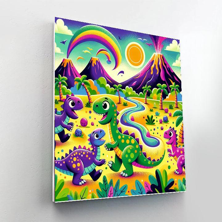 Dashing Dinosaurs Paint By Numbers Art