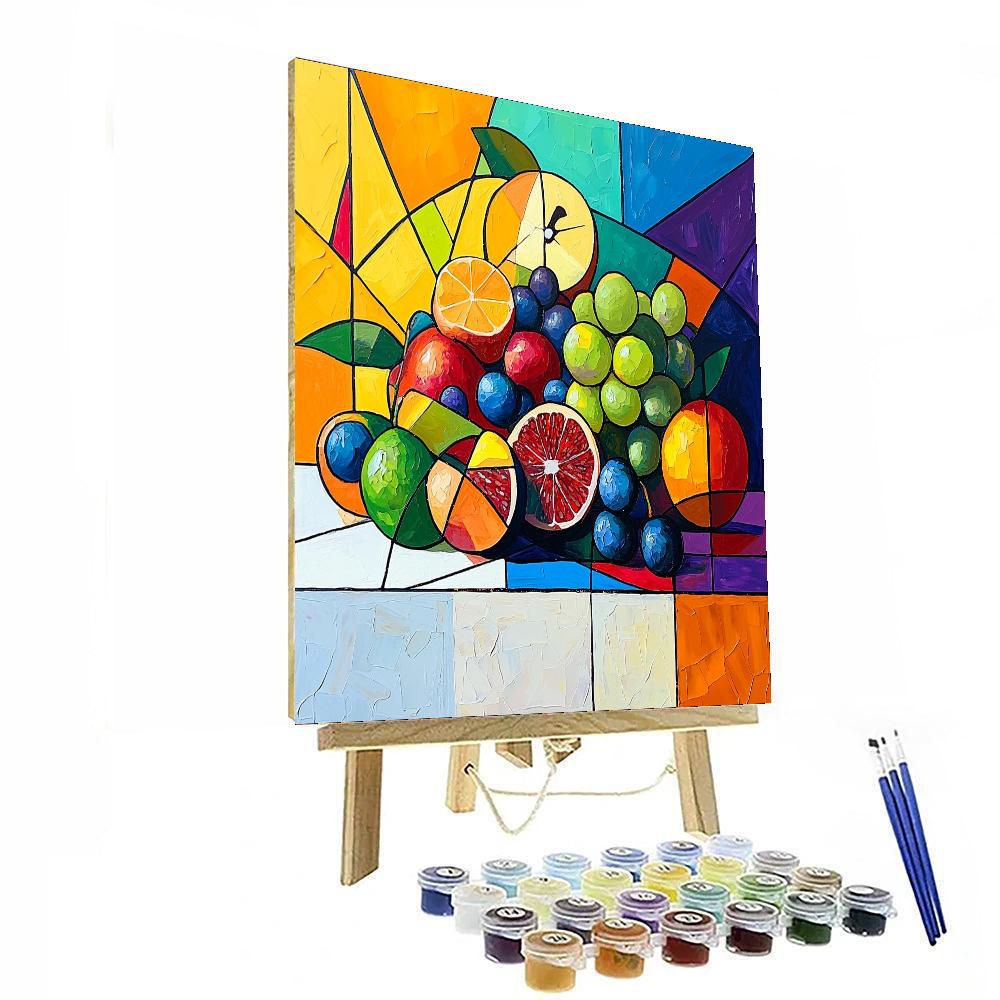 Paul Cézanne Inspired Abstract Fruit Symphony  Number Painting