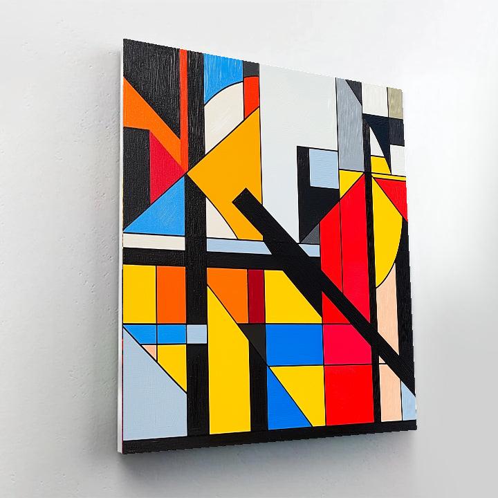 Piet Mondrian Inspired Colorful Abstract Cityscape  Paint By Numbers Kits