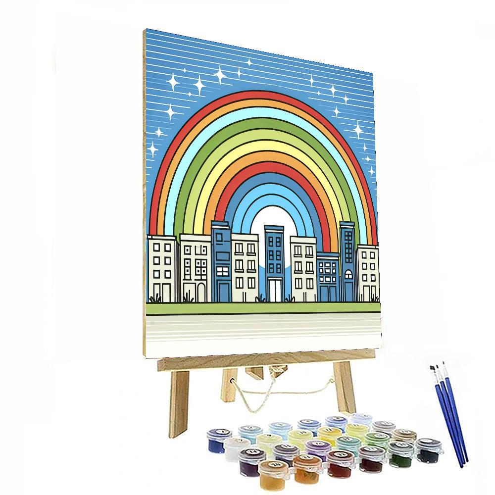 Rainbow Over The City Paint By Numbers Art