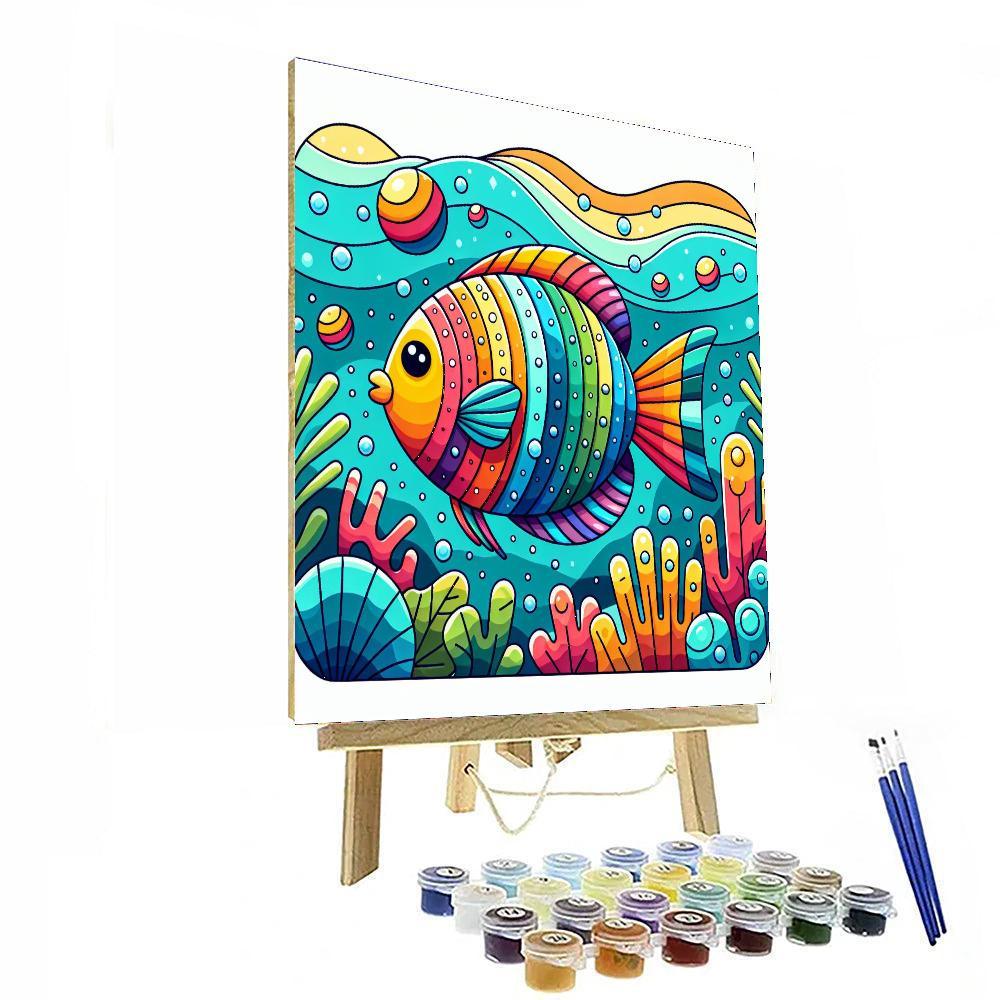 Bright Rainbow Fish Painting By Numbers Kit